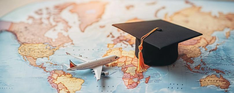 illustration of a map with a graduation cap on it